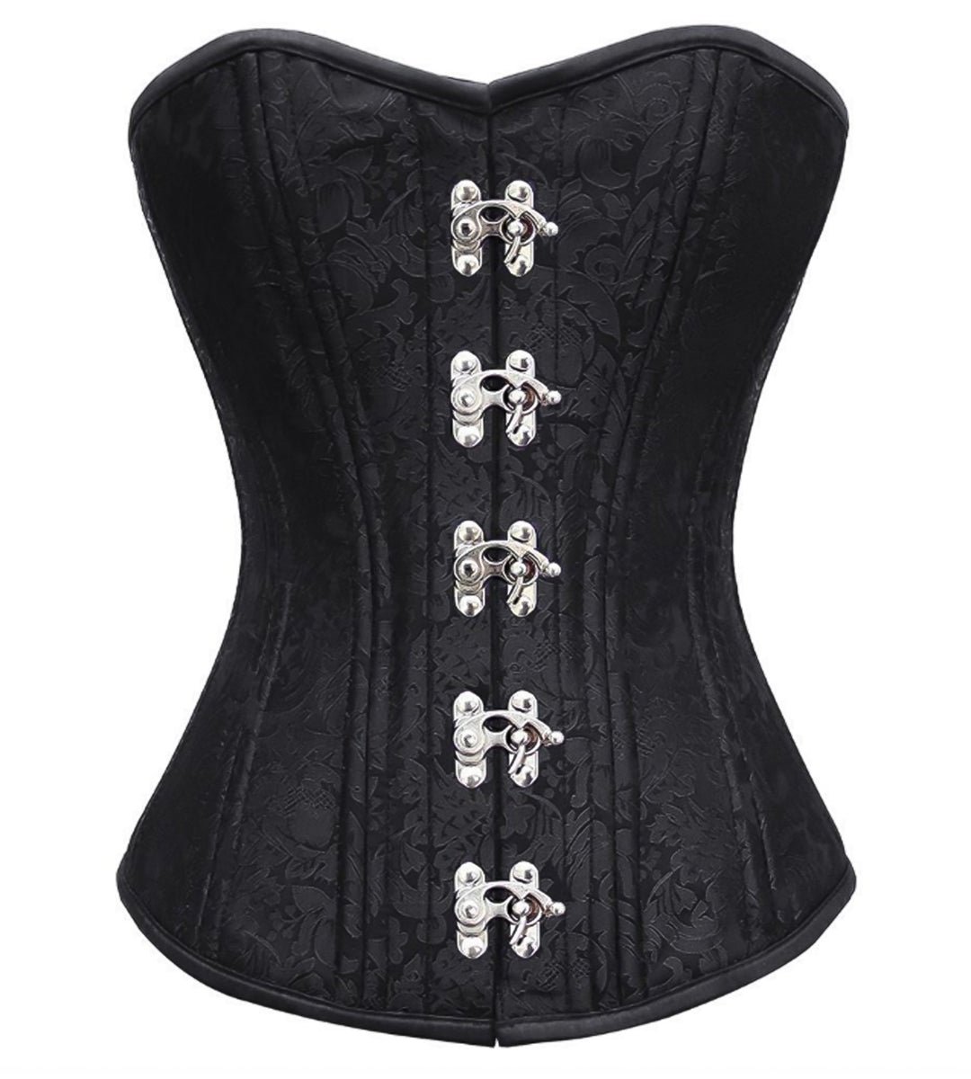 Black Brocade Spiral Steel Boned Plus Size Overbust Corset Top