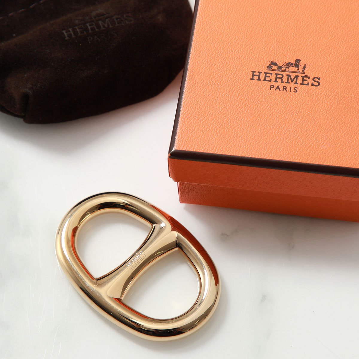 楽天市場】HERMES エルメス スカーフリング シェーヌダンクル Chaine