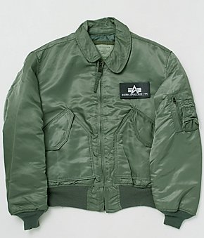 US CWU-45/Pタイプ フライトジャケット/セージ・グリーン model/ALPHA