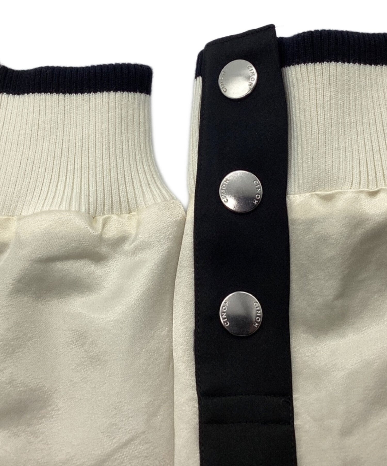 中古・古着通販】CINOH (チノ) サテンブルゾン ブラック×ホワイト