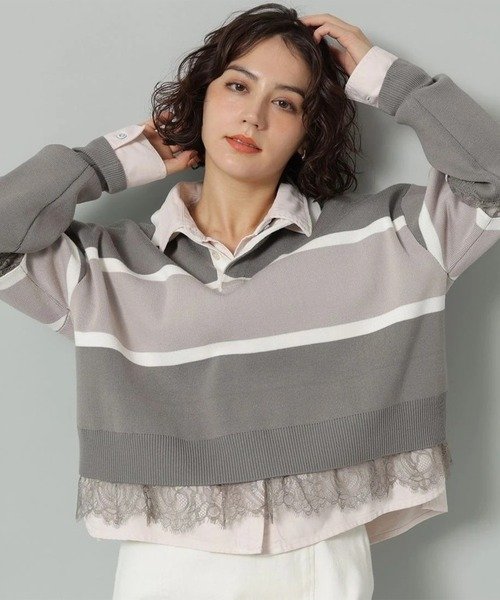 レース切替ラガーニット（ニット/セーター）｜Arpege story