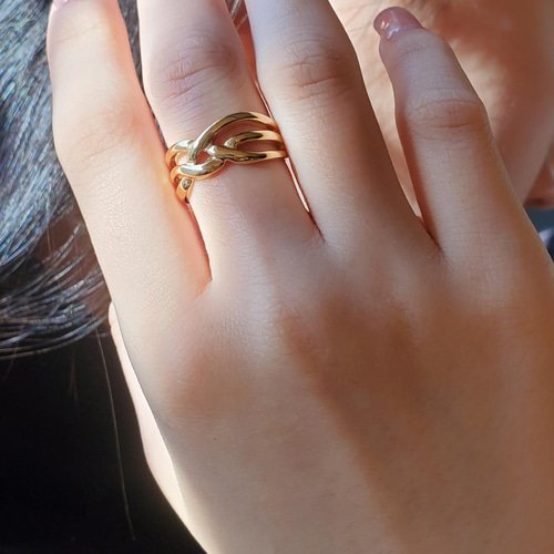 編み込み デザイン ゴールドリングk18GP RS-137 指輪・リング Ring