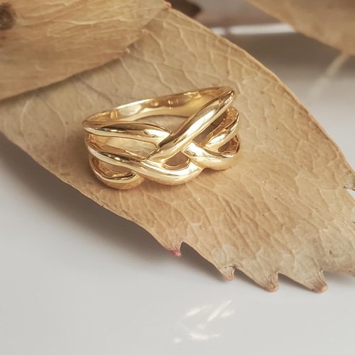 編み込み デザイン ゴールドリングk18GP RS-137 指輪・リング Ring