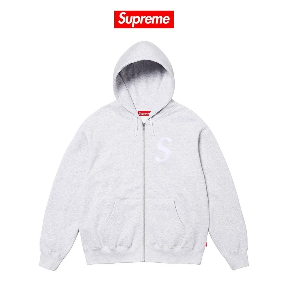 SUPREME】 S Logo Zip Up Hooded Sweatshirt Ash Grey - 24FW (Supreme