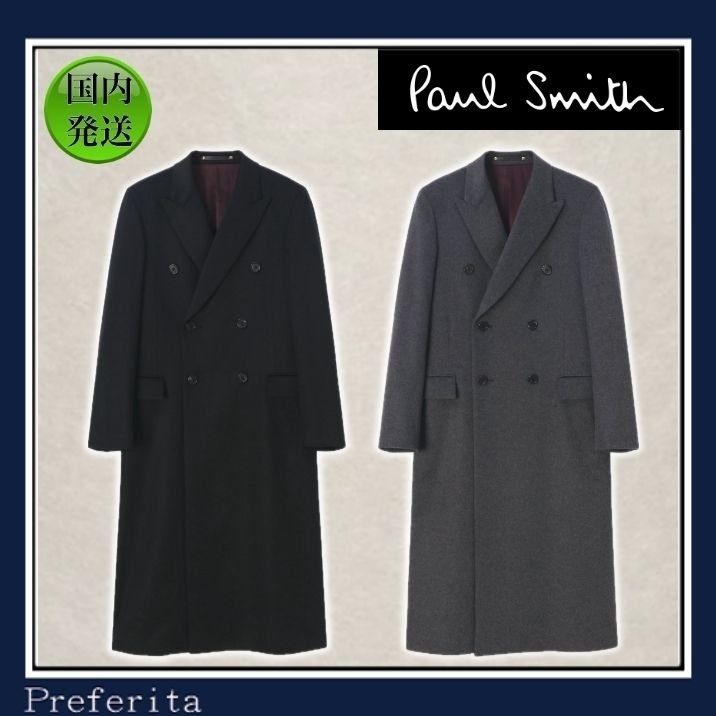 Paul Smith】カシミヤ ダブルブレスト ロングチェスターコート (Paul