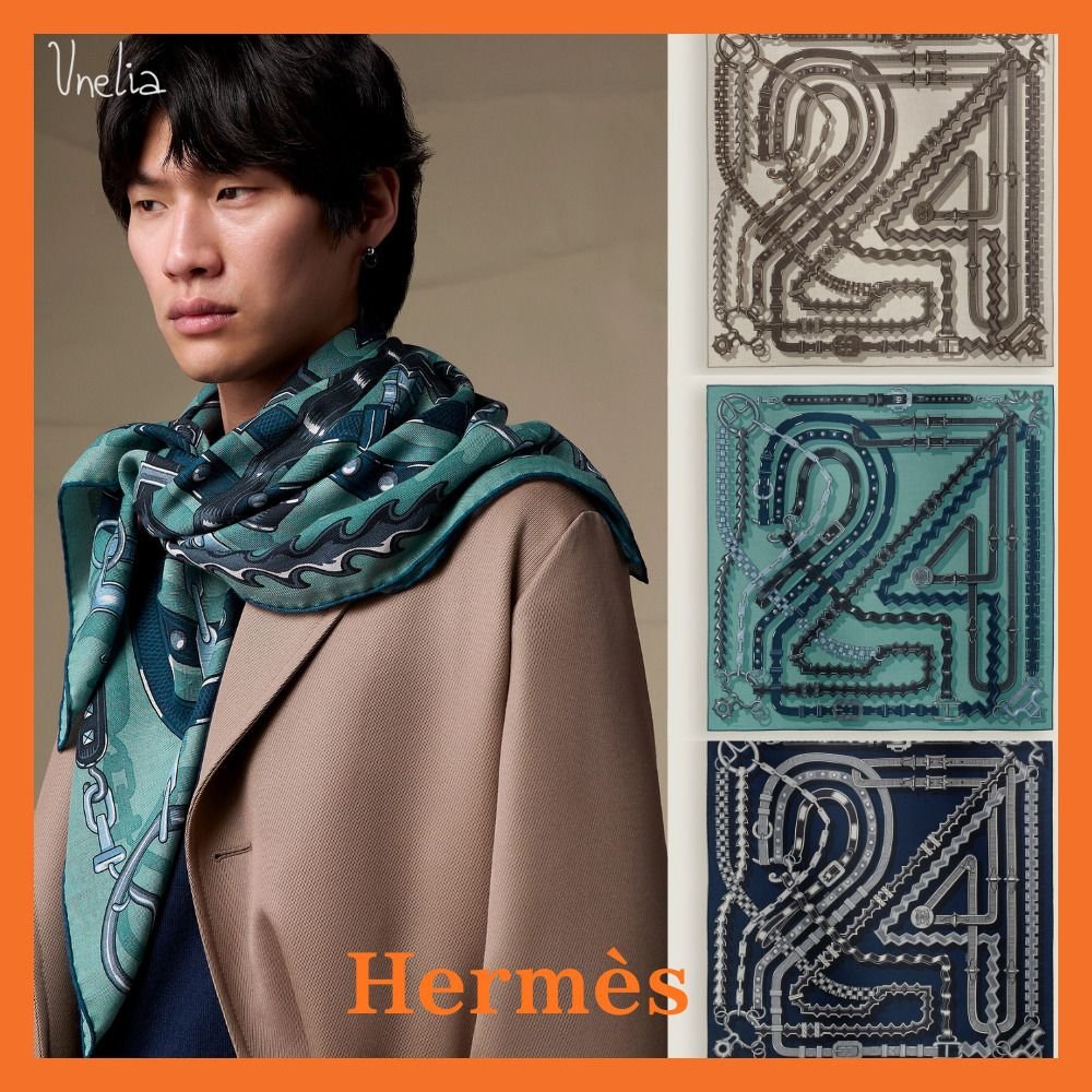 HERMES】カレ 100 ブリッド＆チェーン スカーフ メンズ (HERMES