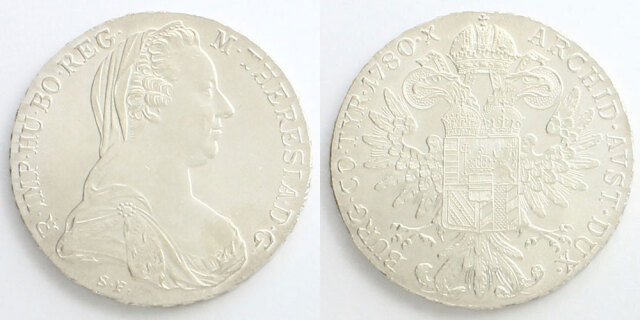 オーストリア 1780年銘ターレル銀貨 マリア・テレジア/双頭の鷲