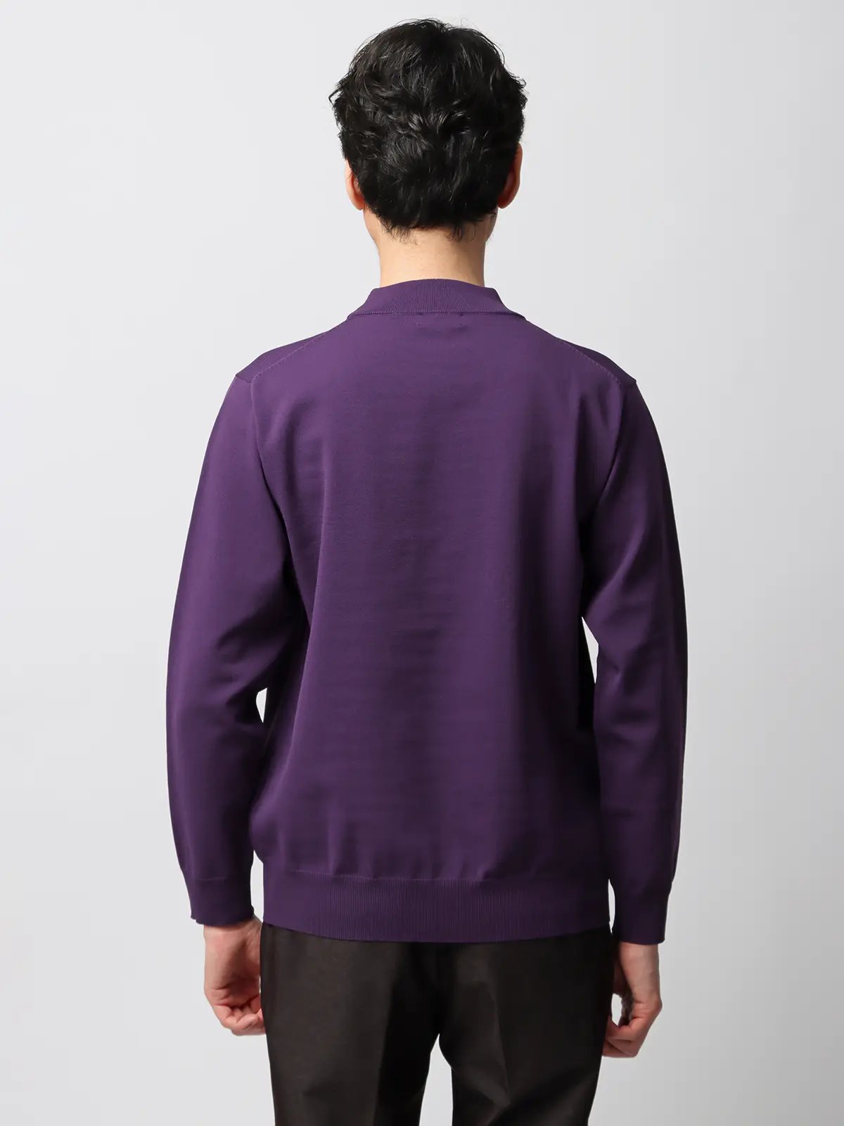 オフィニット／モックネックニット／長袖／ウォッシャブル／無地