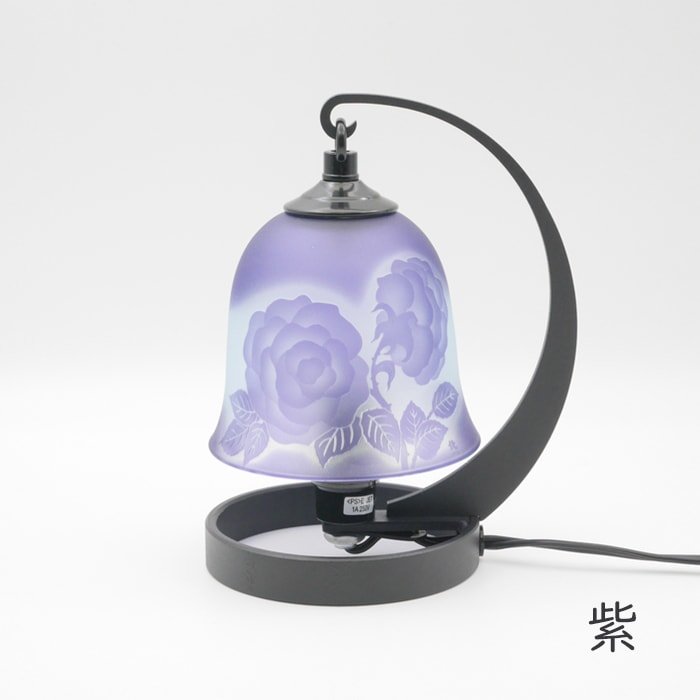 ☆薔薇の段彫りランプ（木箱付） | 北一硝子 まごころお届け便