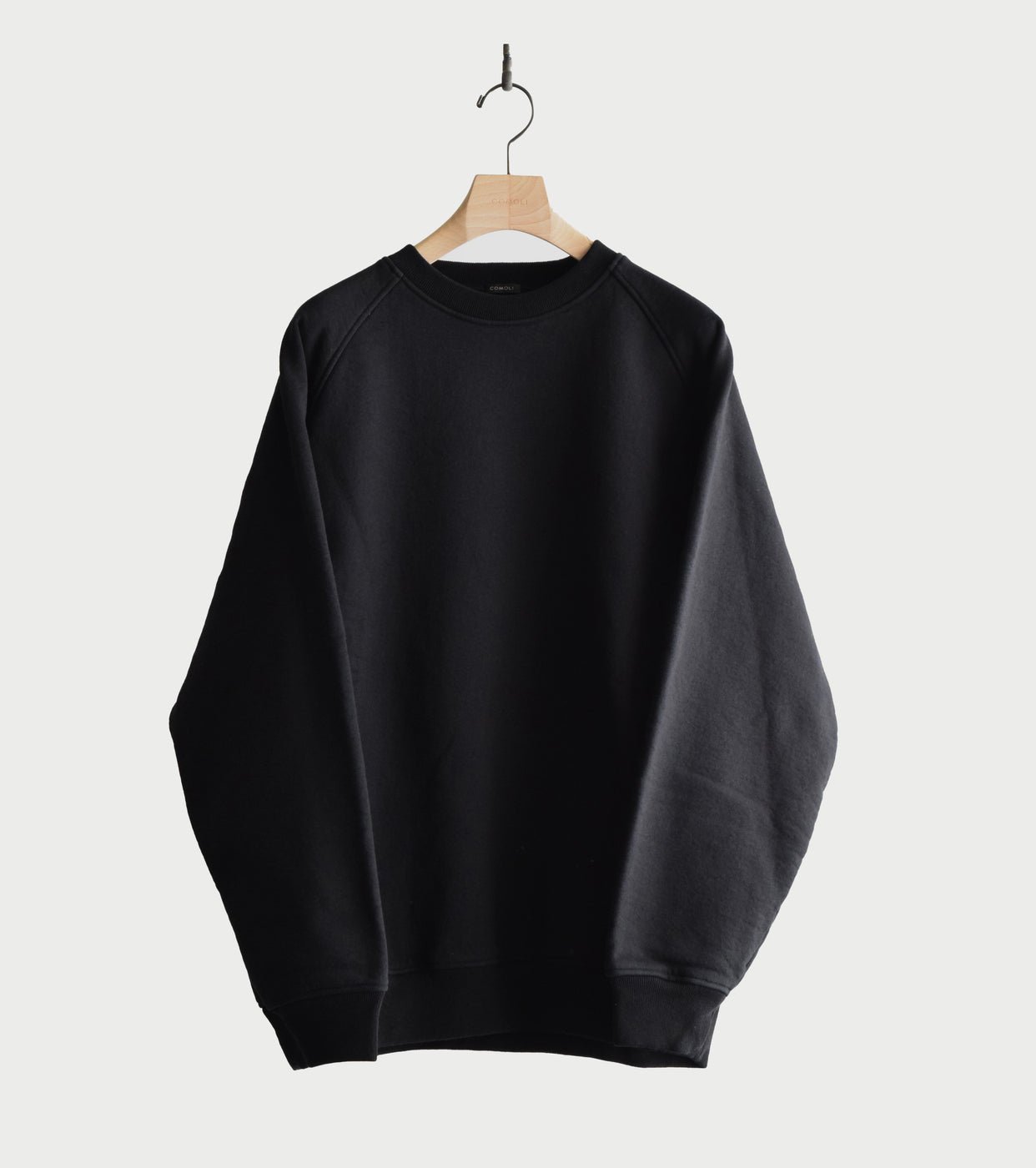 COMOLI コットン 裏毛 クルーネック, Black – Navyblue