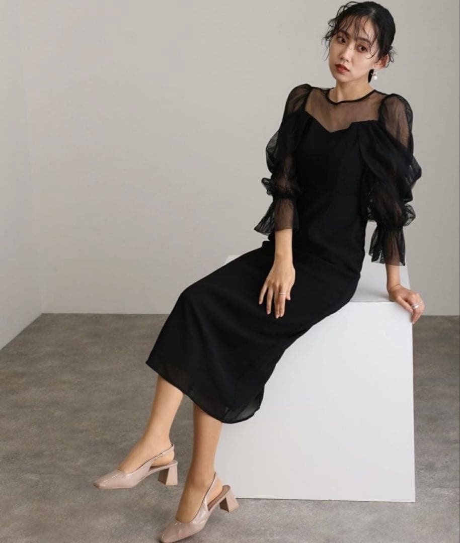 最終値下！細見えチュールオフショルダードレス〜結婚式•二次会用