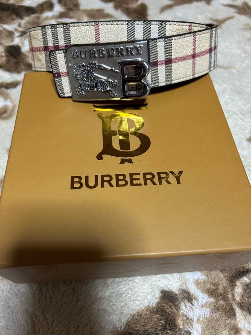 BURBERRY チェック柄 レザーベルト 専用 関税負担なし☆Burberry バーバリー チェック＆レザー ベルト