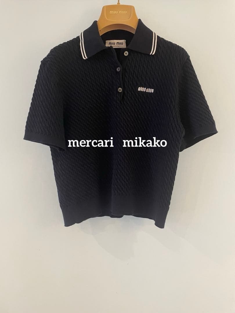 miumiu 2024/25 ウォニョン着 半袖 コットン ニットポロシャツ - メルカリ
