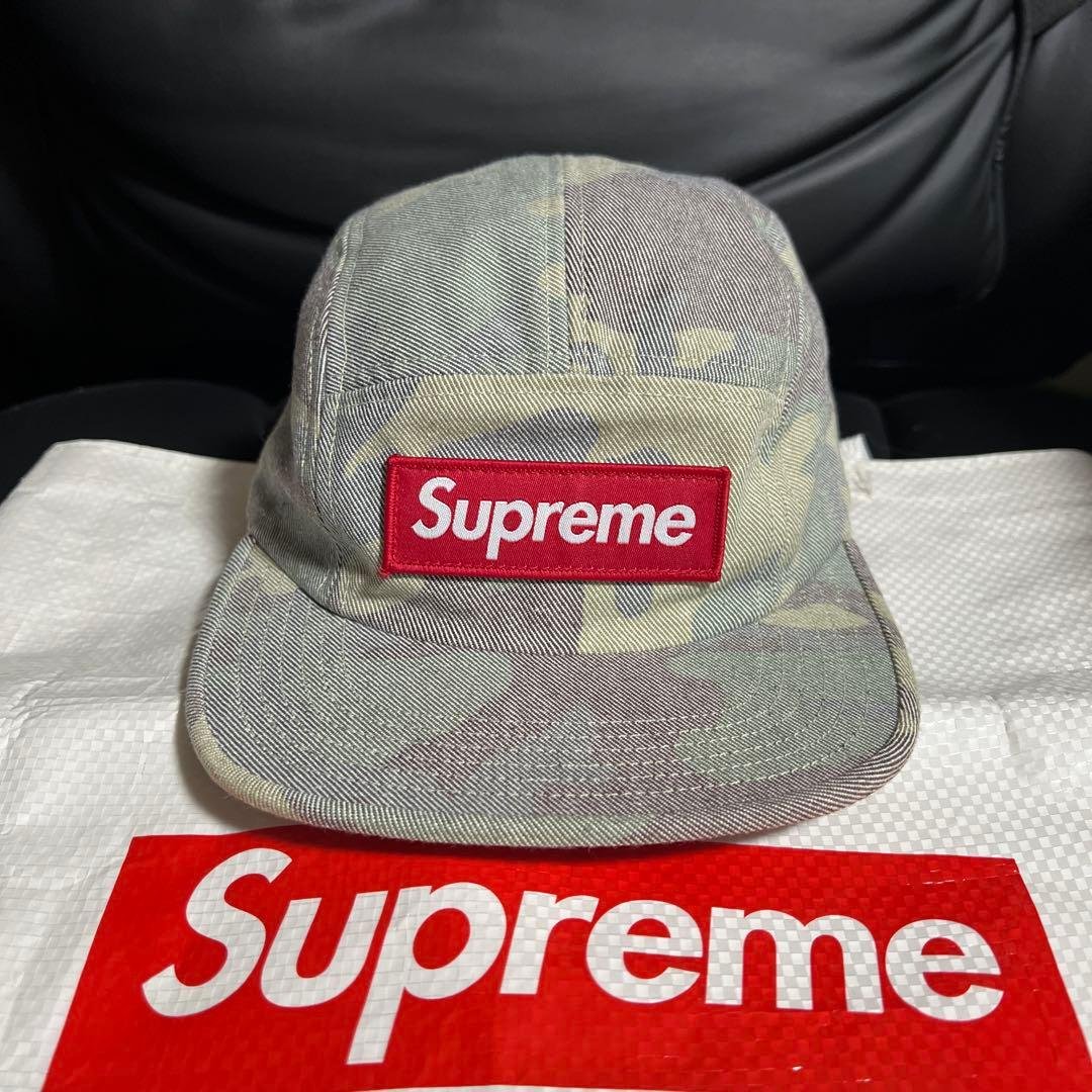 正規品　美品　希少　Supreme赤BOXロゴ　迷彩キャップ 新品 Supreme Military Camp Cap Camo カモ 迷彩 キャップ ボックス