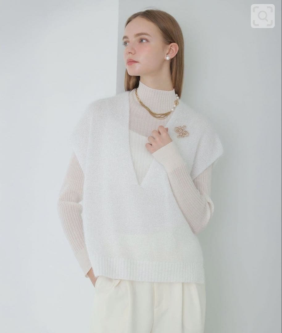 アナイ♡2026SS♡ ラメシャギーＶネックジレ ラメシャギーVネックジレ（ニット/セーター）｜ANAYI（アナイ）の