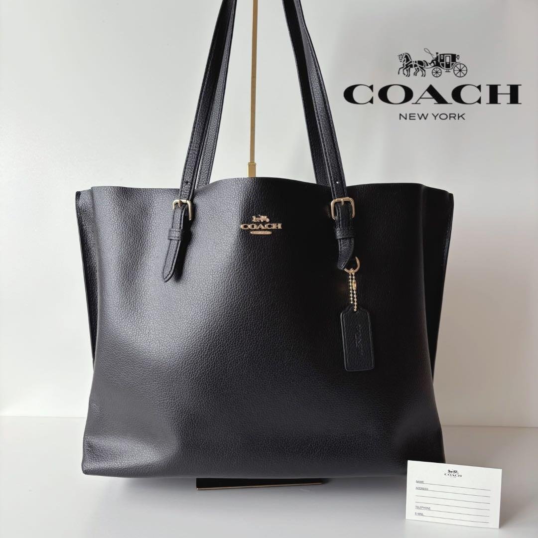 【美品】COACH　現行　コーチ　トートバッグ　モリー　A4サイズ可　大容量　黒 美品 A4収納 大容量 COACH コーチ トートバッグ モリー レザー ロゴ