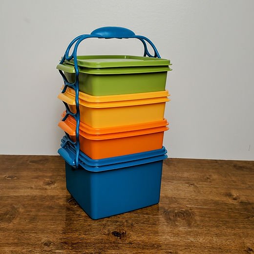 Tupperware Square Away Goody Box Stackable Lunch Container Set w